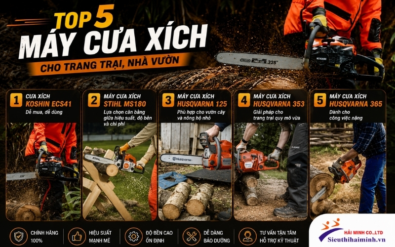 Top 5 máy cưa xích cho trang trại, nhà vườn